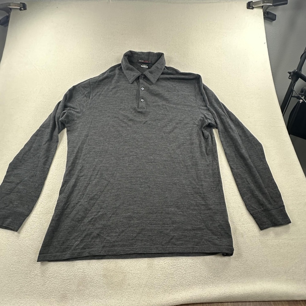Nike Shirt Mens Large Gray Tiger Woods Golf Polo Dri-Fit 100% Wool 416687